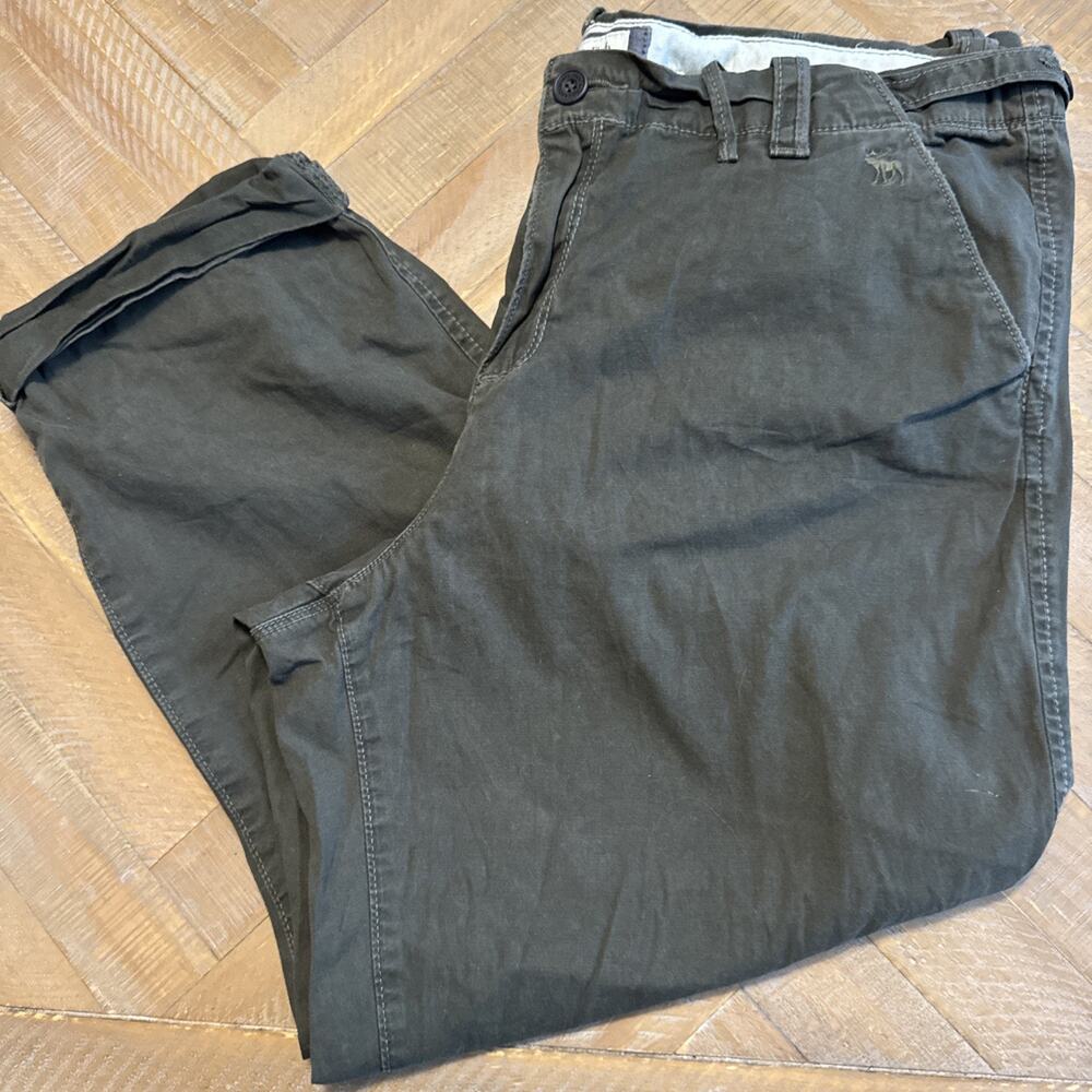 Y2K VTG Abercrombie & Fitch Baggy Distressed Logo Cargo Capri Pants W 12 Grunge